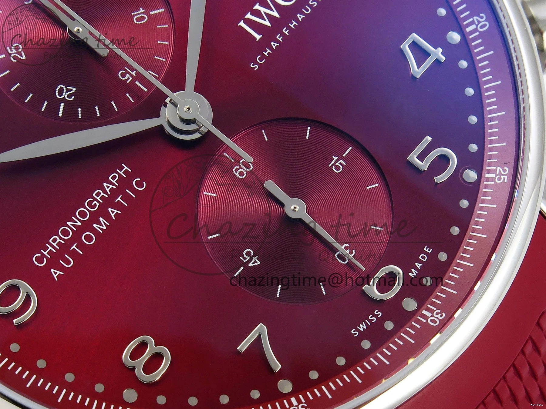 MIROTIME 0301 Reliable Portuguese Chrono IW3716 Z+F 1:1 Best Edition Red Dial on Red Rubber Strap A 7015